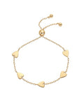 PAVOI 14K Gold Plated Matching Heart Charms Solitaire Bracelet Set for Women | Adjustable Valentines Day Love Friendship Two Bracelet Pack - style: Hearts