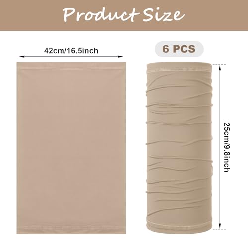 Geyoga 6 Pieces Summer UV Protection Cooling Neck Gaiter Face Clothing Neck Gaiter Mask Scarf Sunscreen Breathable Bandana - color: Neutral Colors