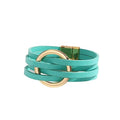 Fuqimanman2020 Circle Charm Leather Wrap Bracelet Boho Handmade Layered Cuff Bracelets for Women Teen Bohemian Multi Strand Bangle Bracelets Holiday Jewelry - color: green