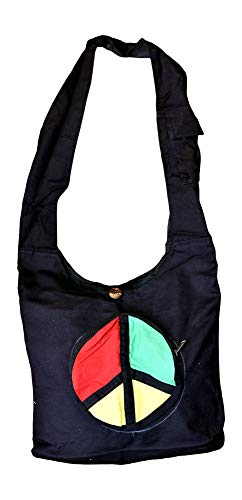 Mandala Crafts Hippie Bag, Large Boho Hobo Purse for Women, Crossbody Shoulder Sling Bags for Indie Style Bohemian Accessory - style: Rasta Peace