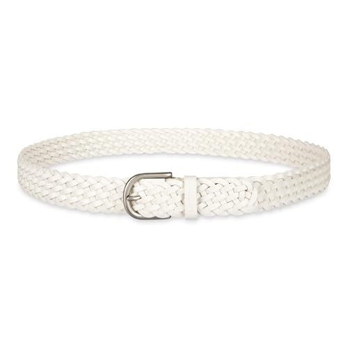Levi's Women's Fully Adjustable Casual Leather Braided Belt for Jeans and Dresses - color: White, size: Small