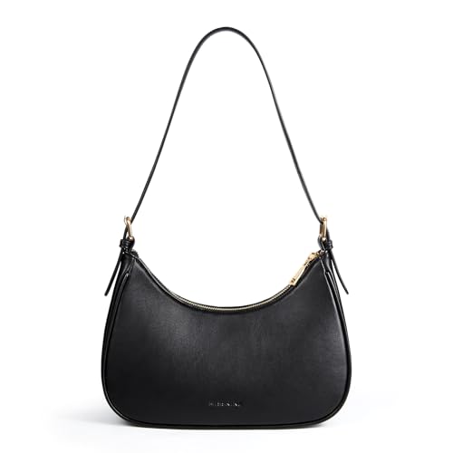 Missnine Purses for Women, Shoulder Bag Small Handbags Vegan Leather Underarm Bags Trendy Hobo Cute Clutch Purse - color: 1-black【adjustable Strap】