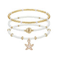 Gold Starfish Anklets for Women Seashell Ankle Bracelet Boho Stack Stretch Beaded Anklet Set Summer Beach Jewelry - style: D Style