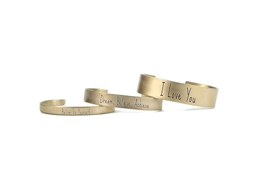 Engraved Motivational Bracelet - Unique Text Design - Wide Open Cuff - Personalized Jewelry