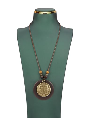 Bohemian Necklaces for Women Long Leather Necklace with Large Pendant Chunky Boho Hippie Jewelry Pendant Chocker Necklace - style: Bohemian Pendant Necklace