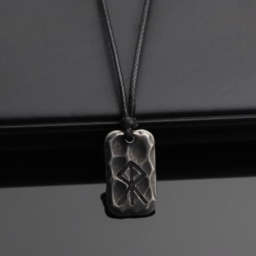 Ankiyabe Stainless Steel Norse Viking Rune Pendant with Adjustable Braided Rope Good Luck/Love/Strenght/Health Viking Symbol Necklace for Men Women - color: COURAGE