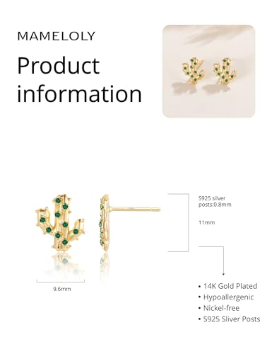 Mameloly Cowgirl Earrings for Women CZ 14K Gold Plated Western Cowboy Hat Dangle Hoop Earrings Cute Jewelry Hypoallergenic - color: Cactus Shape