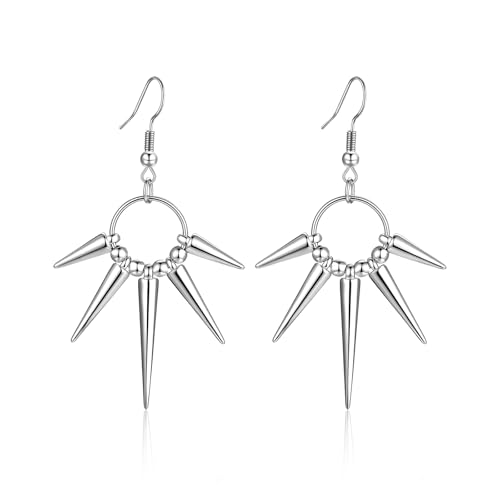 Silver Dangle Earrings For Women Trendy,Boho Cute Drop Western Earings,Vintage Gothic Ethnic Statement Beach Vacation Long Earrings with Leaf Teardrop Turquoise Crystal Tassels,Fashion Jewelry Birthday Gift. - color: A60) Silver Gear Shaped Dangle