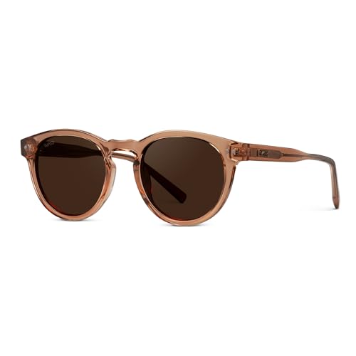 WearMe Pro Round Polarized Sunglasses for Women - Retro Classic UV400 Protection for Driving & Everyday Wear - color: Light Crystal Brown / Brown Lens