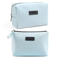 MAANGE Cosmetic Bags for Women Small Makeup Bag for Purse Pu Leather Makeup Pouch Travel Makeup Bag with Zipper Make Up Bag for Travelling - color: 2PCS Blue