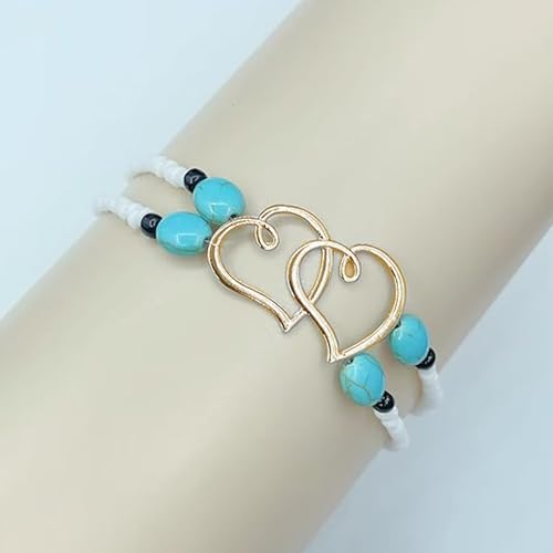 Ankle Bracelets for Women Waterproof Elastic Heart Anklet Stretchy Ankle Bracelets Colorful Beaded Anklets Boho Ankle Bracelets Silver Beach Anklet Jewelry Accessories for Summer - color: Gold White Anklets