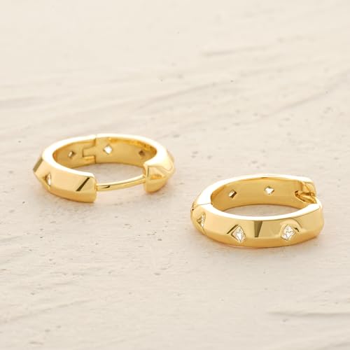 MYEARS Women Earrings Gold Huggie Hoop 14K Small Simple Hypoallergenic Everyday Jewelry - style: Ridge