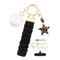 Keychain for Women Girls Bling Heart/Star/Strawberry Key Chain Accessories for Key/Backpack Bag Charm - color: Black Star