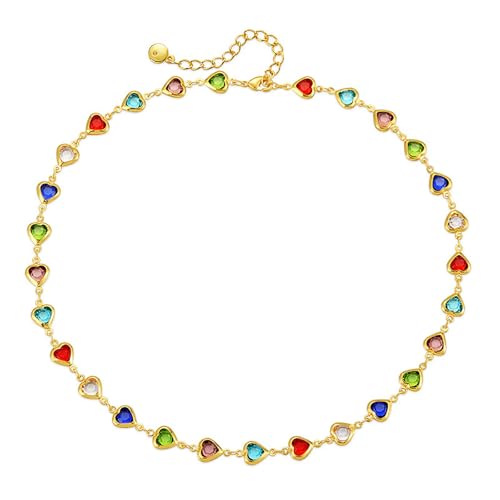Beaded Choker Necklaces for Women 18k Gold Plated Dainty Gold Choker Necklaces for Women - style: heart cz choker 2