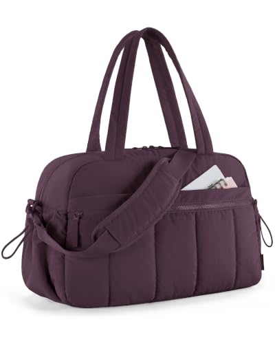 BAGSMART Gym Bag for Women, Duffle Bag for Travel with Wet Pocket, Lightweight Carry on Weekender Duffel, Water Resistant - color: Grape, size: Medium