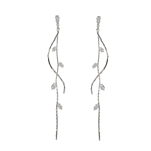 Crystal Drop Earrings,Zirconia Rhinestone Dangling Earrings for Women Prom Party Jewelry Gifts， Dangle Fashion Jewelry Crystal Earrings for Women - color: Silver