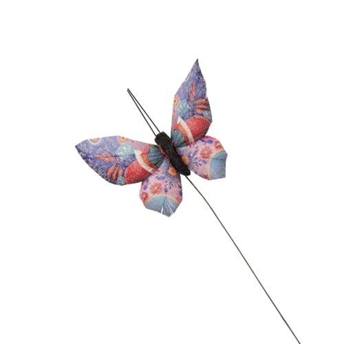 Berfutall-Artificial Feather 3D Butterfly Party Decorations Set of 12 with Clip 12 Color Ornaments for Christmas Tree (D Wire) - color: D Wire