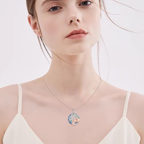 YFN Tree of Life Necklace Sterling Silver Crystal Jewelry Graduation Birthday Gifts for Women - color: Piano