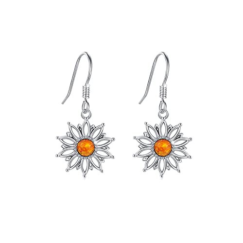 Sunflower Leverback Earrings S925 Sterling Silver Earrings You Are My Sunshine Dangle Earring Jewelry for Women - style: Drop