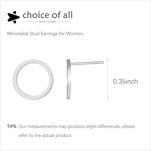 Gold Circle Earrings for Women Circle Stud Earrings Simple Tiny Triangle Square Bar Stud Earrings Trendy Jewelry Gifts - color: A2：silver circle earrings