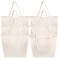 Segarty Canvas Bag with Zipper, 6 Pack 18x15in Blank Canvas Tote Bags for Women, Reusable Tote Bags Aesthetic with Natural Cotton Cloth, Shoulder Strap, Bulk for DIY Grocery Beach Travel Gift - size: 18"x15"x4.7", style: Beige_6pcs