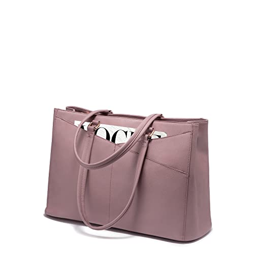 LOVEVOOK Laptop Tote Bag for Women 15.6 Inch Waterproof Leather Computer Bags Women Business Office Work Bag Briefcase Light Purple - color: Light Purple 15.6 Inch, size: 15.6 inch
