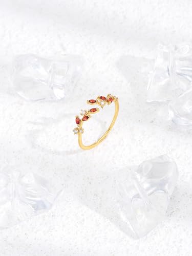 Adjustable Women's Cubic Zirconia Leaf Shaped Ring, 18K Gold-Plated Exquisite Stackable Women's Ring, A Great Gift for Her - color: C