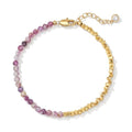 Fettero Beaded Bracelets for Women Charm Natural Stone Handmade Beads White Gold Plated Dainty Gold Bracelets Non Tarnish Boho Summer Beach Vacation Jewelry - color: Light purlbe