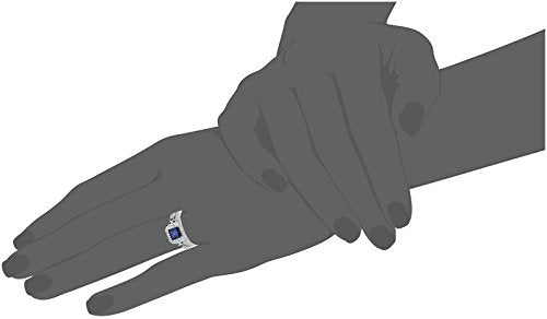 Amazon Essentials Platinum or Gold Plated Sterling Silver Antique Ring set with Asscher-Cut Infinite Elements Cubic Zirconia - color: Created Blue Sapphire/Platinum, size: 9
