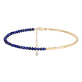 MYEARS Women Beaded Bracelet Gold Gemstone 14K Simple Dainty Handmade Chain Everyday Boho Beach Jewelry - style: Lapis Lazuli