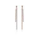 SLUYNZ 925 Sterling Silver Simulated Diamond Drop Earrings Linear Dangle Earrings for Women Teens Eelgant Wedding Bridal Prom Earrings Dainty CZ Long Dangling Earrings Tassel 4.5 cm/7.5 cm - color: C-Rose Color-4.5cm