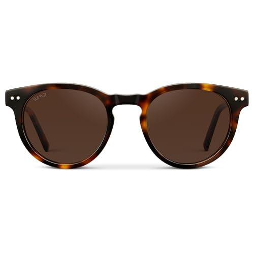 WearMe Pro Round Polarized Sunglasses for Women - Retro Classic UV400 Protection for Driving & Everyday Wear - color: Brown Tortoise / Dark Brown Lens