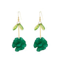 Resin Flower Cluster Ball Dangle Drop Earrings for Women Spring Summer Bohemian Floral Petal with Green Leaf Earrings Vacation Party Jewelry - color: Green