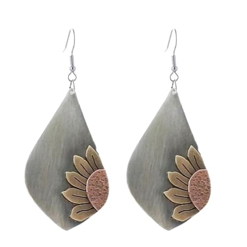 MALOYANVE Sunflower Earrings for Women Trendy Statement Handmade Bohemian Ethnic Vintage Round Teardrop Dangle Earrings Party Birthday Jewelry - color: Teardrop