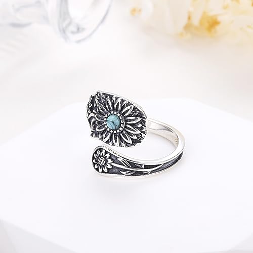 Yearace Spoon Ring for Women - Sterling Silver Victorian Vintage Oxidized Style Thumb Rings - Boho Statement Ring Jewelry Gifts - style: Daisy