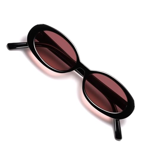 VANLINKER Polarized Retro Oval Sunglasses for Women and Men Small 90s Style VL9580 - color: C20 Black Frame/Red Lens