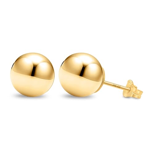 Kezef 14K Gold Filled Ball Stud Earrings for Women - Thick 14K Gold Layer, Hypoallergenic for Sensitive Ears, Round Studs | 3mm-9mm - style: 9mm