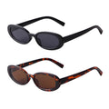 90s Sunglasses for Women Men Retro Small Oval Sunglasses - color: Black/Grey+leopard/Brown 2