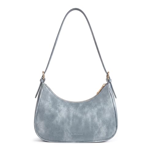 Missnine Purses for Women, Shoulder Bag Small Handbags Vegan Leather Underarm Bags Trendy Hobo Cute Clutch Purse - color: 1-blue【adjustable Strap】