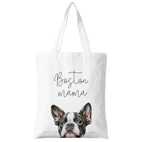 Dog Mama Canvas Tote Bag for Women, Dogs Lover Gift for Dog Mom, Birthday Christmas Cute Rottweiler Gifts For Women. - color: Boston Mama (020)