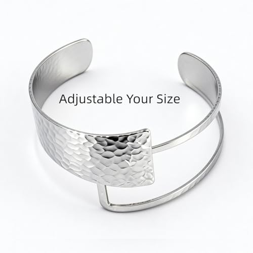 Bohemian Metal Bangle Bracelets for Women - 4 Colors (Silver/Black/Gold/Red) Adjustable Open Design, Versatile Stackable Jewelry for Daily Wear & Gifts - color: Silver
