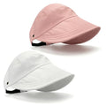 2 Pcs Women's Trendy Breathable Sun Hat, 2026 New Wide Brim UV Protection Hollow Top Sun Hat Summer Beach Packable Visor - color: White + Pink