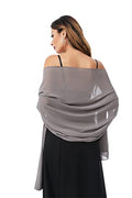 Shawls and Wraps for Evening Dresses Sheer Chiffon Women Elegant Soft Silky Sparkly Wedding Bridal Scarf - color: Drak Grey B