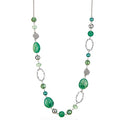 BULINLIN Beaded Long Necklace for Women Silver Sweater Chain Necklace with Crystal Resin Beads, Fashion Jewelry Necklace - color: Jade green