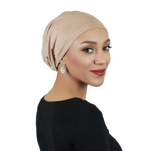 Hats Scarves & More Bamboo Slouchy Beanie for Women Chemo Headwear Moisture Wicking Cancer Turban Head Wrap Snood - color: Beige