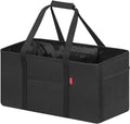 LHZK 2 Pack Extra Large Utility Tote Bag with Metal Wire Frame and the Sides Rinforced, Extra Large Tote Bag with Handle, Reusable Grocery Bags Foldable, Beach Bag, Car Tote (Black, 26''x15''x13'') - color: Black, size: 26''x15''x13''-2 Pack