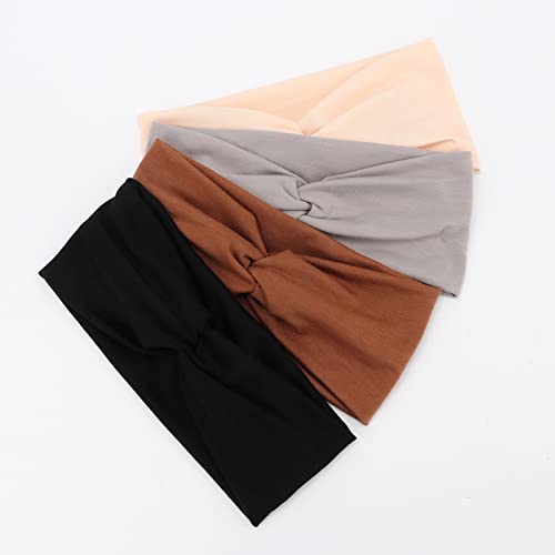 DRESHOW 8 Pack Headbands for Women Yoga Knotted Headbands Elastic Criss Cross Hair Accessories Sports Head Wrap Non Slip - color: 8 Pack: Earth Tones