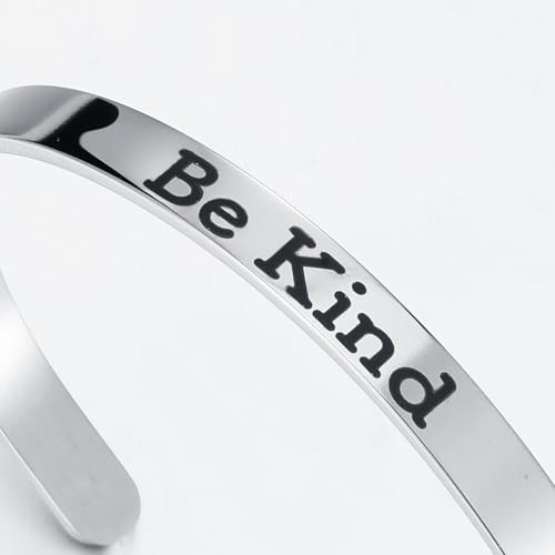 Remember Who The You Are Motivational Cuff Bracelet for Women, Stainless Steel Color Inspirational Bangle Bracelets with Engraved Hidden Message Jewelry for Sisters BFF Friends Gifts - color: Silver