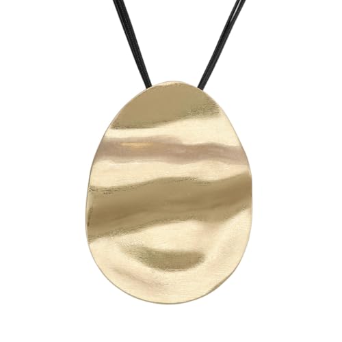 GelConnie Leather Necklace for Women Large Pendant Long Brown Necklace Circle Leather Choker Vintage Sweater Necklace Gold Chunky Boho Necklaces for Women - style: Boho Sweater Necklace