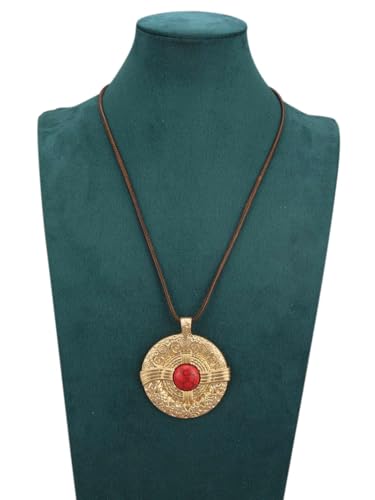 Jeilwiy Leather Necklace for Women Funky Necklace Choker String Cord Necklace with Pendant Boho Style Jewelry - style: Carved Patterns Pendant Necklace